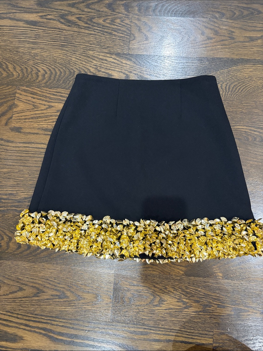Jonathan Simkhai Black Mini Skirt with Gold Sequin Hem